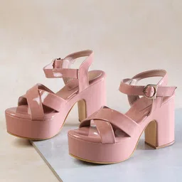 Shezone Peach-Coloured Platform Heels image 1