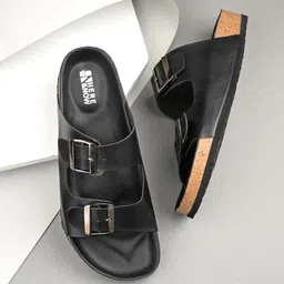 HERE&NOW Open Toe Flats with Buckles-34