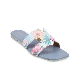 Mochi Printed Open Toe Flats-36