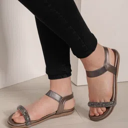 Shezone Women Embellished Open Toe Flats-41