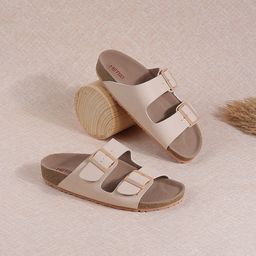 Metro Open Toe Flats With Buckles-16