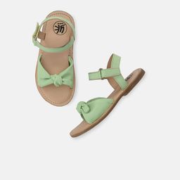YK Girls Knotted Open Toe Flats With Velcro Closure-34