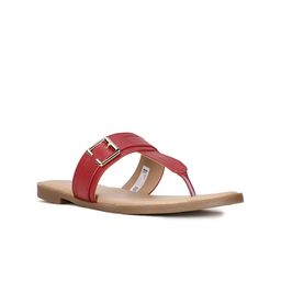 Bata Women Red T-Strap Flats with Buckles-18
