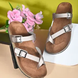 MOZAFIA Women One Toe Flats with Buckles-57