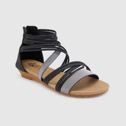 Sole To Soul Textured Open Toe Wedge Heel Gladiators-2