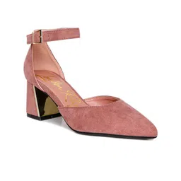 London Rag Pointed Toe Suede Block Heel Pumps-11