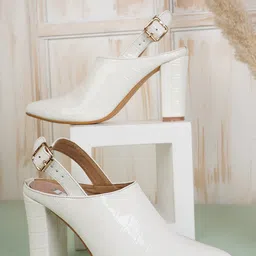 ELLE Textured Block Heel Mules-10