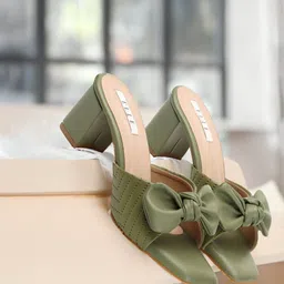 ELLE Bow Embellished Block Heels-34