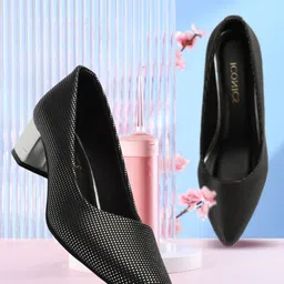 ICONICS Embellished Pointed Toe Block Heel Pumps-85