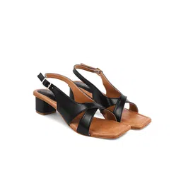 JM Looks Colourblocked Block Open Toe Heels with Buckles image 5