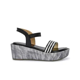 CLOG LONDON Striped Open Toe Flatform Heels image 2