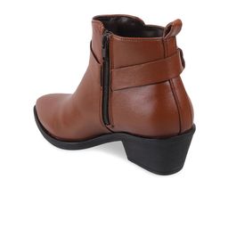 Mochi Tan Block Heeled Boots with Buckles image 3