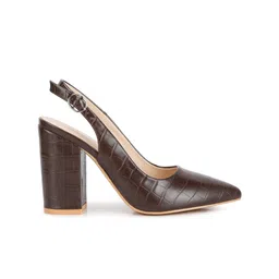 London Rag Macha Pointed Toe Textured Block Pumps With Buckle Closure image 5