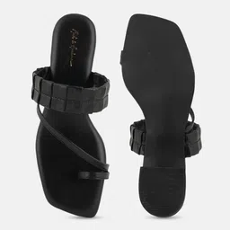 Mast & Harbour Black Open Toe Block Heels image 2