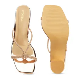 ICONICS Embellished Open Toe Block Heels image 5
