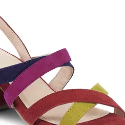 RAG & CO Colourblocked Suede Block Heels with Buckles image 5