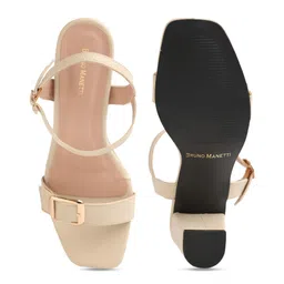 Bruno Manetti Cream-Coloured PU Block Sandals with Buckles image 3