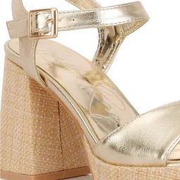 London Rag Metallic Open Toe Block Heels image 2