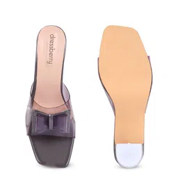DressBerry Grey Open Toe Block Heels With Bow image 5