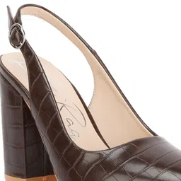 London Rag Macha Pointed Toe Textured Block Pumps With Buckle Closure image 3