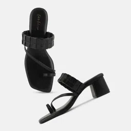 Mast & Harbour Black Open Toe Block Heels image 5