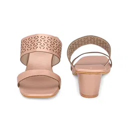 CLOG LONDON Textured Open Toe Block Heels With Laser Cuts image 2