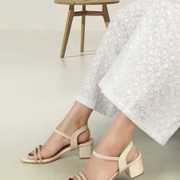 ELLE Embellished Party Block Heels With Backstrap image 2