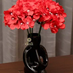 DULI Red Artificial Flowers Bunch image 1