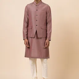 Tasva Men Pink Solid Nehru Jacket-picture-12