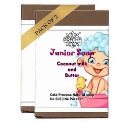 Pratha Kids Set of 2 Coconut Milk & Butter Cold Process Natural Junior Soaps 100 gm Each-4