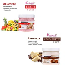 FEELHIGH Face & Body Mix Fruit Scrub Enriched with Mix fruit Extract & Cocoa Butter Cream image 2