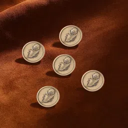 COSA NOSTRAA Set of 5 Circular Peacock Grace Textured Buttons-37