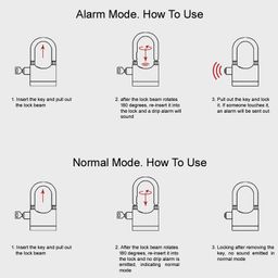 Volo Alarm Security Lock With Motion Sensor And 3 Keys, Metallic Finish (Black) - Key Lock image 3