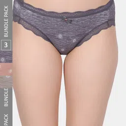 Amour Secret Pack Of 3 Printed Hipster Briefs P4483_Blu_Bwn_Grn-image-90