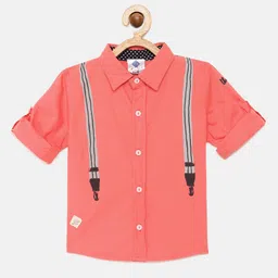 TONYBOY Boys Peach Suspender Solid Regular Fit Pure Cotton Casual Shirt-image-79