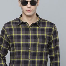 Flying Machine Men Grey Slim Fit Tartan Checks Pure Cotton Casual Shirt-picture-38