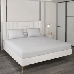 Monte Carlo Grey Cotton 400 TC King Bedsheet with 2 Pillow Covers-image-92