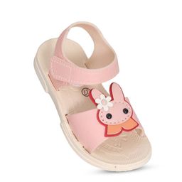 Yellow Bee Girls Bunny Textured Open Toe Flats With Velcro Closure-6