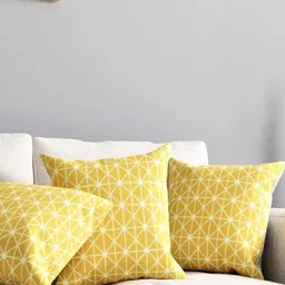 URBAN SPACE Yellow & White Pack of 5 Printed Square Cushion Covers-56