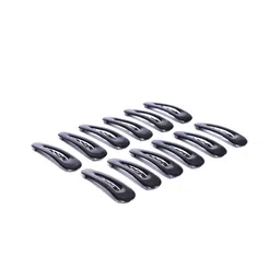 CHANDERKASH Women Set of 12 Black Solid Tic Tac Hair Clips-63