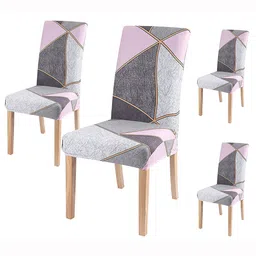 HOUSE OF QUIRK  Set Of 4 Grey Colored & Black Printed Chair Covers-13