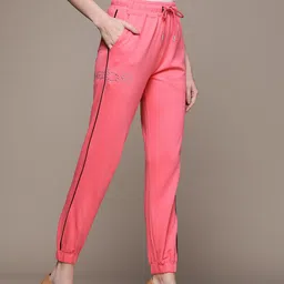 bebe Women Sangaria Sunset Lounge  Brand Logo Printed Pure Cotton Regular Joggers-image-32