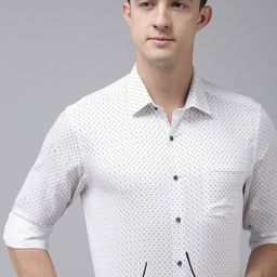 Arrow Men White Slim Fit Ethnic Motifs Opaque Printed Pure Cotton Formal Shirt with Pocket-image-48