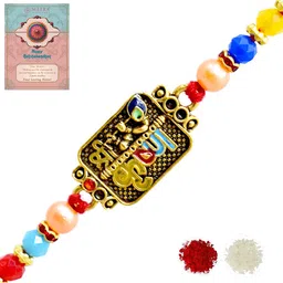 MEIRA JEWELLERY Set Of 1 Rakhi With Roli Chawal & Greetings Card Set-picture-50