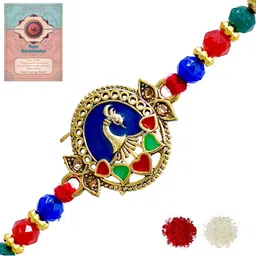MEIRA JEWELLERY Set Of 1 Rakhi With Roli Chawal & Greetings Card Set-picture-23