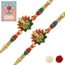 MEIRA JEWELLERY Set Of 2 Rakhi With Roli Chawal & Greetings Card Set-picture-40