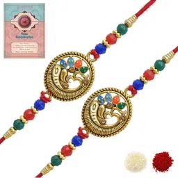MEIRA JEWELLERY Set Of 2 Rakhi With Roli Chawal & Greetings Card Set-image-27
