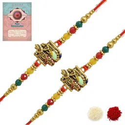 MEIRA JEWELLERY Set Of 2 Rakhi With Roli Chawal & Greetings Card Set-picture-26