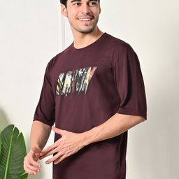 GLITO Adults Graphic Printed Round Neck Down Shoulder Pure Cotton Oversized Fit T-shirt-image-92