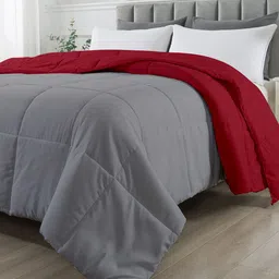 RAZZAI Unisex Burgundy Solid 210 GSM Single Bed Reversible Comforter-image-97